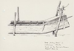 050 Canoa 'Hickory-Bark' in costruzione. Malecite. Modello del The Mariner's Museum Newport News Va